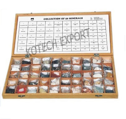  Collection Of 50 Minerals (Wooden Box)